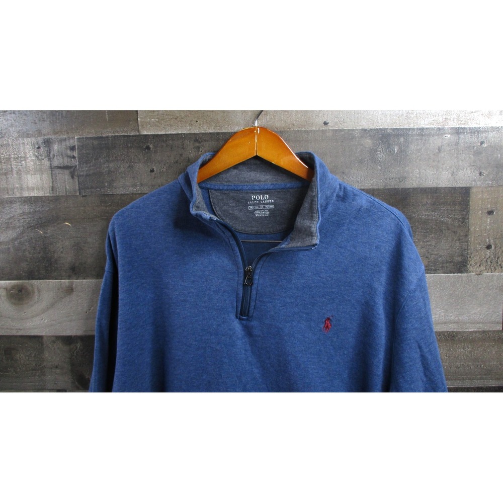 Polo Ralph Lauren Sweater Mens 2XL Blue Quarter Zip Performance Pullover Pony